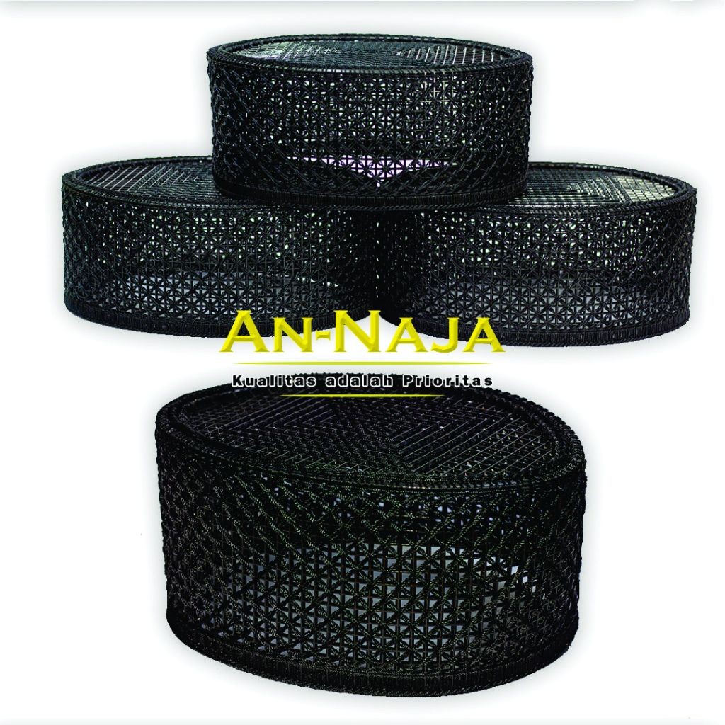 KOPYAH HITAM UKURAN LENGKAP / Peci/ Peci rajut/ Songkok/ Peci rajut tangan/ Kopyah keren/ Songkok ke