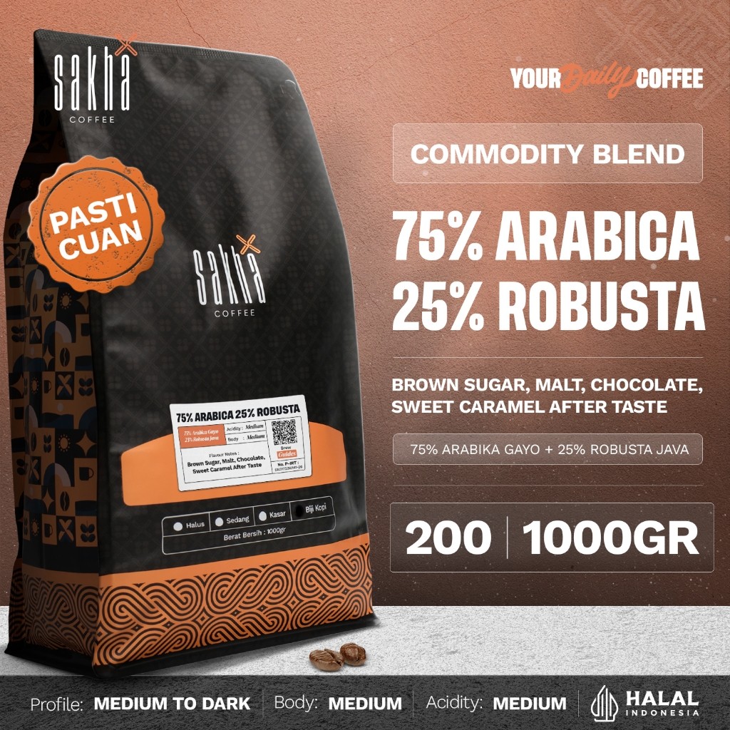 

BIJI KOPI 75% ARABICA Crema Espresso Blend By Sakha Coffee Roastery