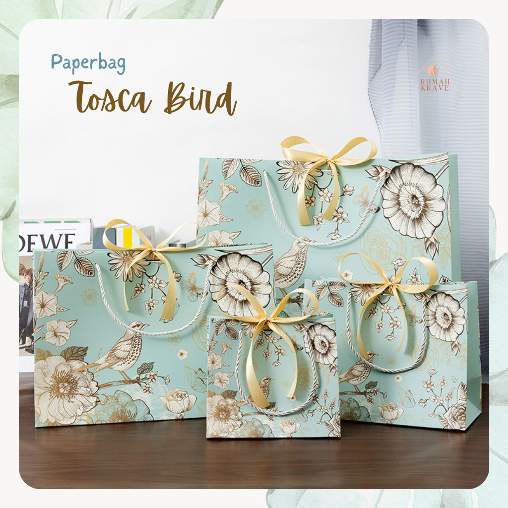 

RUMAH KRAVE - Paperbag Tosca Bird Goodie Bag Elegant Bunga