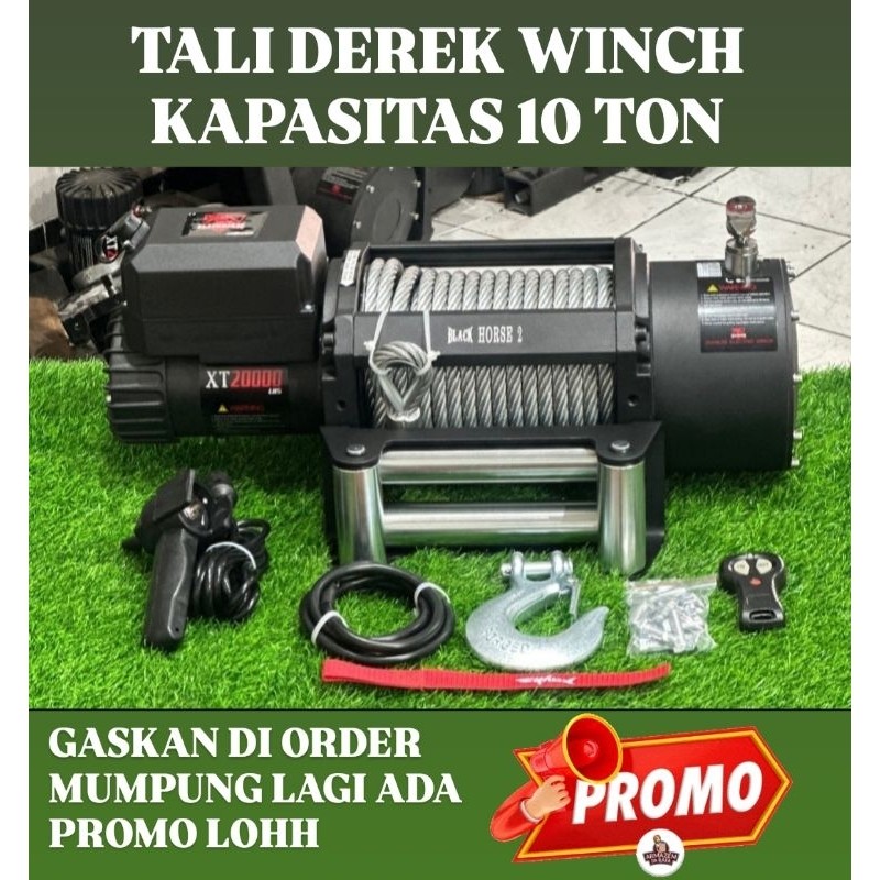 winch 20,000lbs kapasitas 10ton Sling baja Winch XT BLACK H tali derek mobil offroad 12v 24vCO