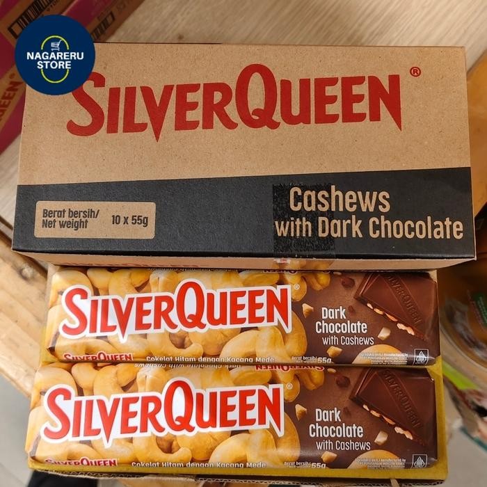 

Silverquenn dark chocolate with cashews (coklat hitam dengan kacang med) isi 10 x 55 gr/box
