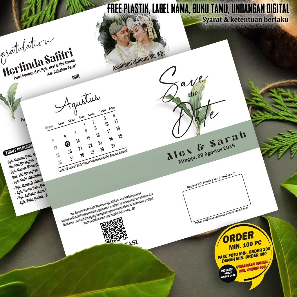 

Undangan Pernikahan Khitanan Sabuk Murah berikut plastik dan label nama