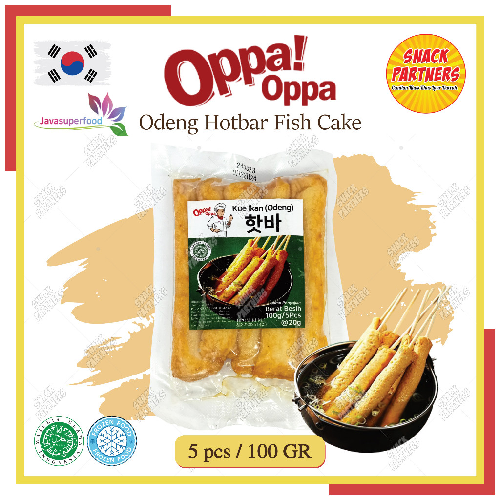 

OPPA! OPPA Odeng Hotbar Korean Fish Cake 5 pcs / 100 gr - FROZEN FOOD Kue Ikan - Makanan Instant Oden Korea HALAL SUPER JAVA FOOD