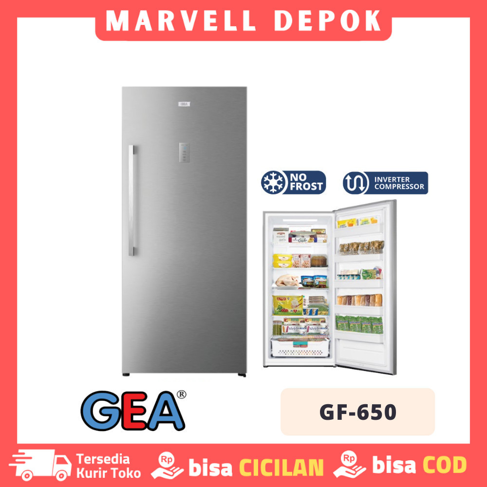 Upright Freezer 1 Pintu Gea Gf 650 Freezer No Frost Inverter Garansi Resmi
