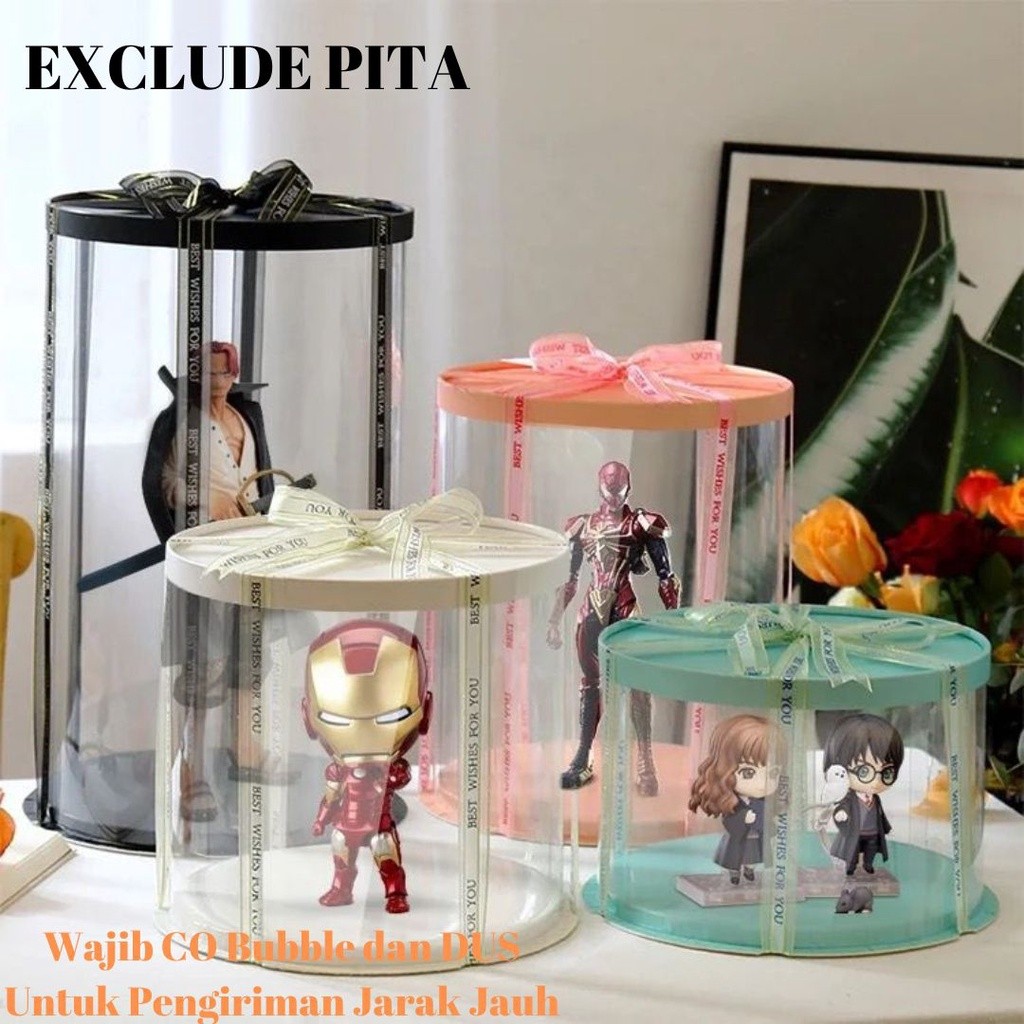 

TERLARIS Cake Box Bulat Biasa Diameter 30cm Gift Hampers Box Kotak Kue Mika Transparant Bentuk Tabung yy3