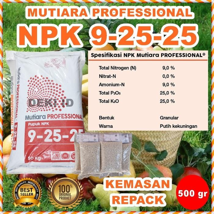Pupuk NPK Professional 500 gr Repack 9 25 25 Mutiara Meroke Profesional Nutrisi Pembuahan Tanaman