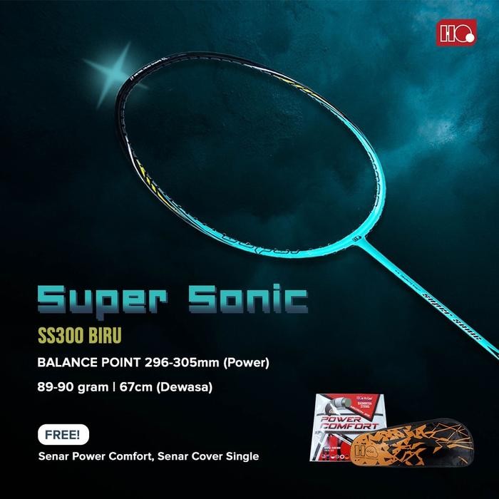 Hi-Qua Raket Badminton Bulutangkis Super Sonic Senar Terpasang Full Set Siap Pakai - Biru