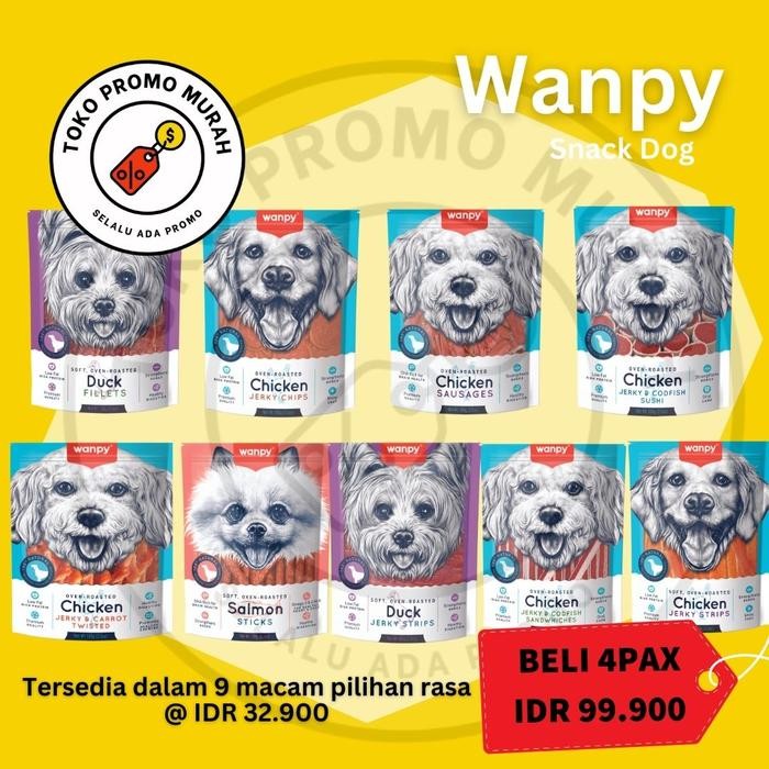 

Wanpy Snack Anjing Dog Treat Chicken Jerky Salmon Beef Duck Strips Cemilan ukuran 100Gr - Chic Strips