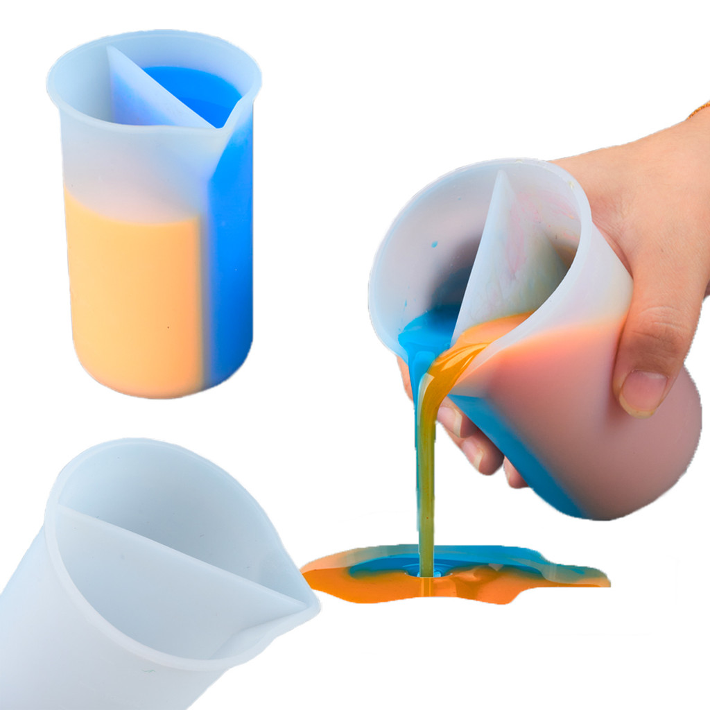 

2 Grids With Scale Silicone Distributing Cup Liquid Pigment Color Mixing Toning Dispensing Cup for DIY Epoxy Resin Crafts Making