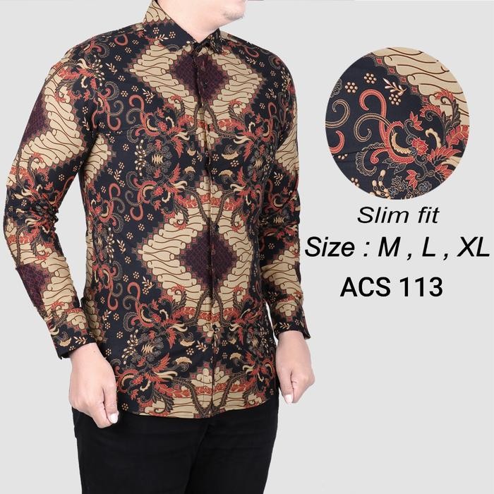 KEMEJA BATIK PRIA SLIM FIT / BAJU BATIK PRIA SLIM FIT ACS113