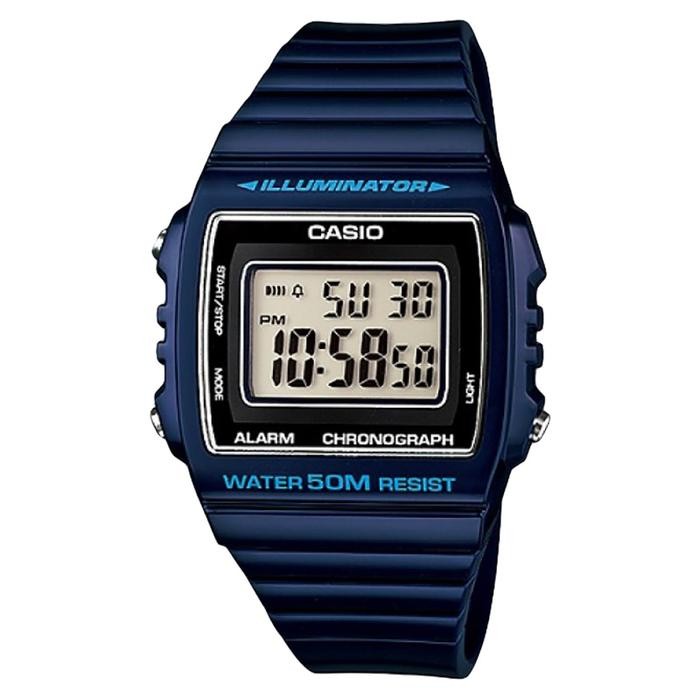 Jam Tangan Unisex Casio General W-215H-2AVDF WR 50M Digital Dial Blue Resin Strap