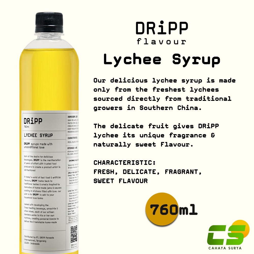 

Dripp Sirup / Syrup - Lychee Syrup 760 ml ( Sirup Leci )
