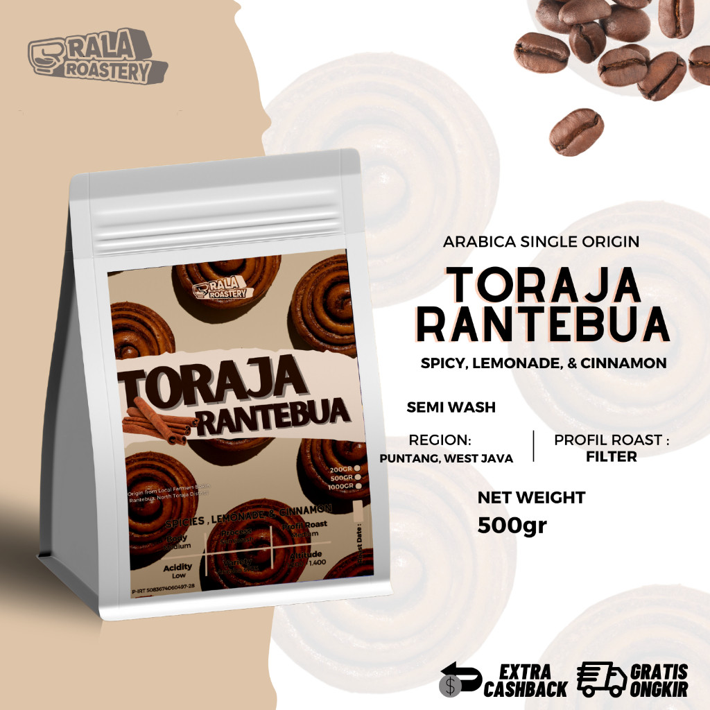 

Kopi Arabika TORAJA RANTEBUA | Biji Kopi single Origin Arabica 500gr