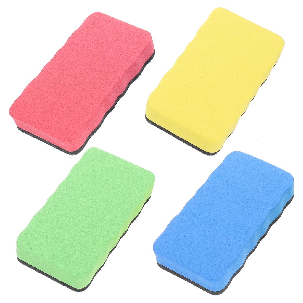 

4pcs EVA Felt Magnetic Blackboard Whiteboard Cleaner Red Yellow Blue Green Dry Erasers Kids School Office Home