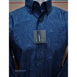 ALISAN Kemeja Semi Batik Printing Motif Gradasi - Biru Gradasi, 15.5