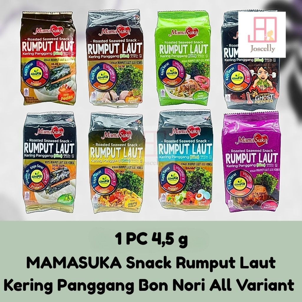 

JOSCELLY.ID MAMASUKA Snack Rumput Laut Kering Panggang Roasted Bon Nori Seaweed (1 Pc)