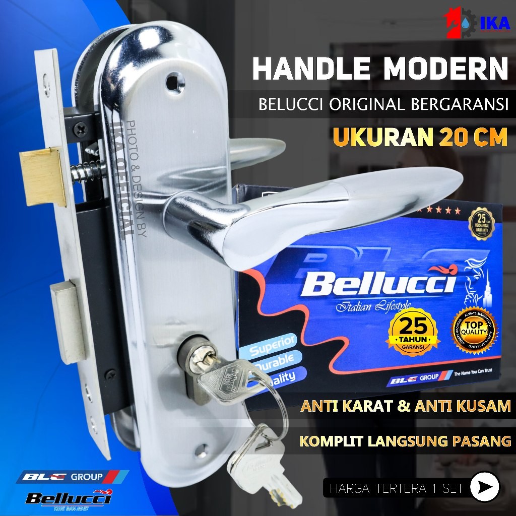 Kunci Pintu Tanggung Bellucci Asli Handle Sedang Bellucci Kunci Bellucci Stainless N Series / Slot S