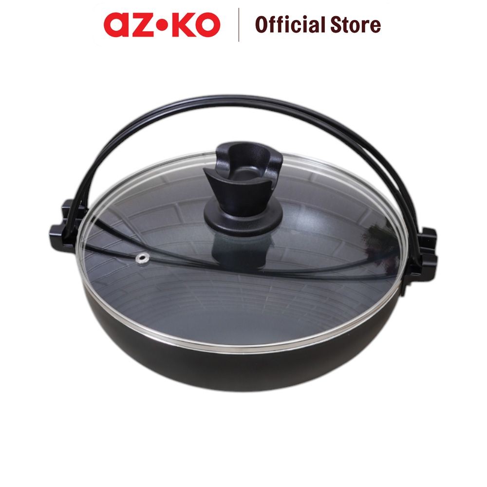AZKO Culinart 24 cm Wajan Sukiyaki Wok - Hitam Frypan Pan Masak Teflon Penggoreng Alat Masak Perleng
