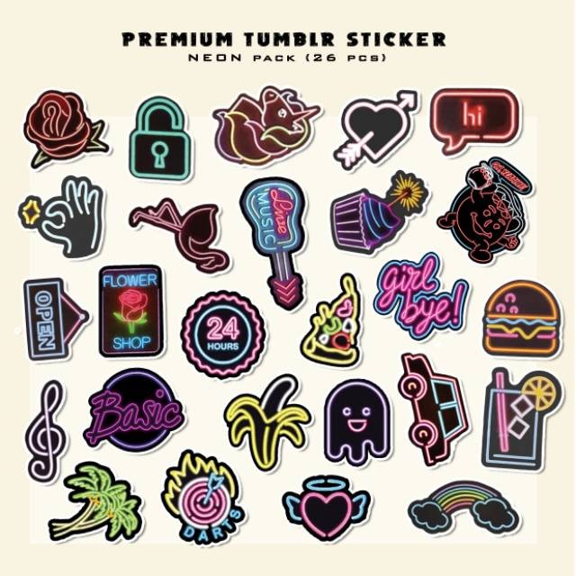 

26pcs Sticker Aesthetic NEON Sticker Laptop Sticker Tumblr
