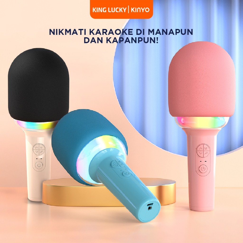 KINGLUCKY L8 Bluetooth Microphone Karaoke Wireless | Mic Portable Karaoke Lampu RGB | Mic Bloototh K