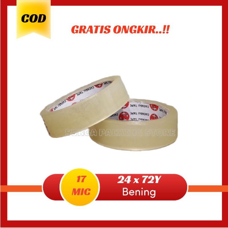 

Solasi Bening 24mm x 90yard | Lakban Bening 24mm | Isolasi Bening 24mm