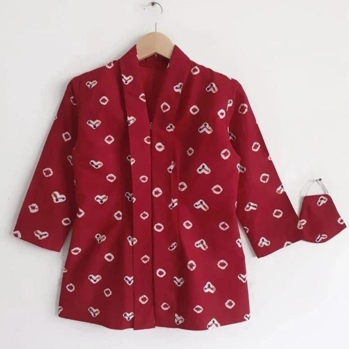

Kebaya Kutubaru Jumputan Kebaya Encim Kondangan Kebaya Wisuda Hijab - Merah, XS