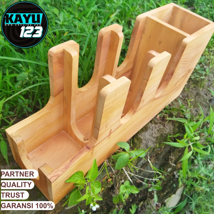 Cup Holder Tempat Gelas dan Sedotan Organizer Paper Cup Kotak Kayu Serbaguna