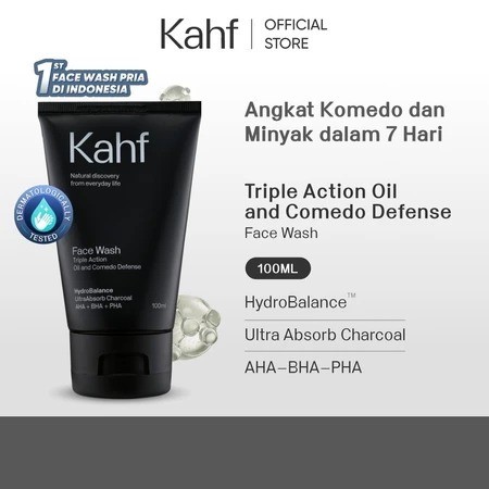 Kahf Face Wash Triple Action Oil and Comedo Defense 100ml Sabun Cuci Muka Komedo Kulit Berminyak Kah