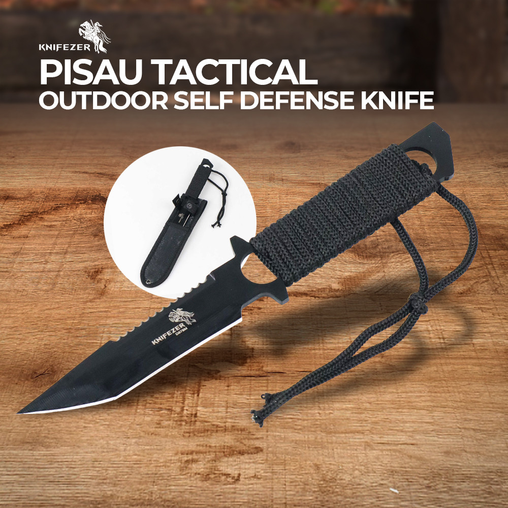 KNIFEZER Pisau Taktikal Pertahan Diri Multifungsi Wild Outdoor Self Defense Knife Survival - OR