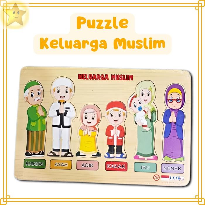 Mainan Edukasi Anak Edutoys Kayu Puzzle Keluarga Muslim