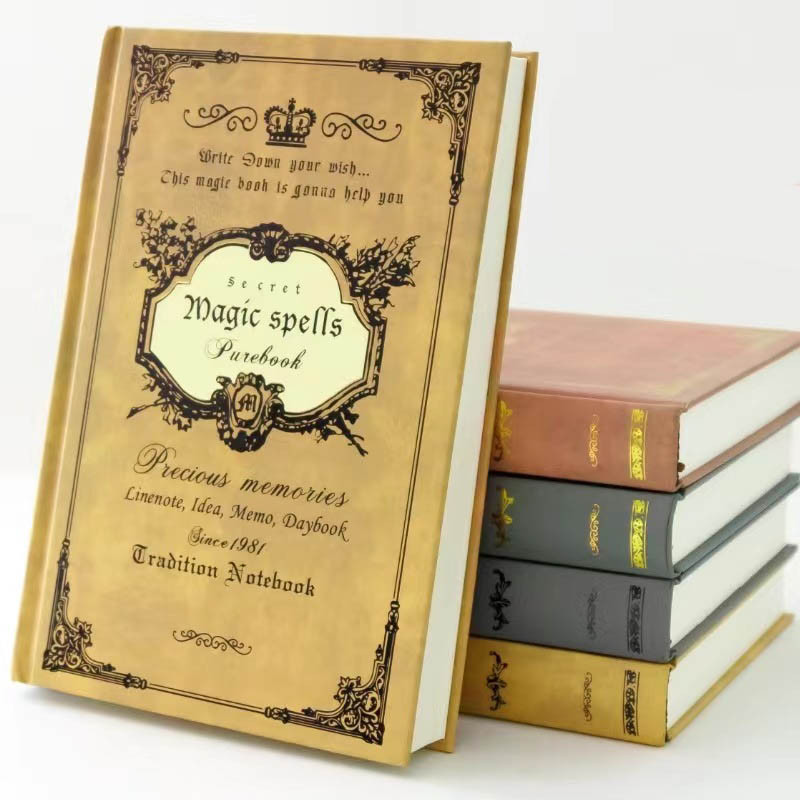 

European retro magic book notebook super thick hard cover notepad student high value simple diary stationery exquisite gift holi