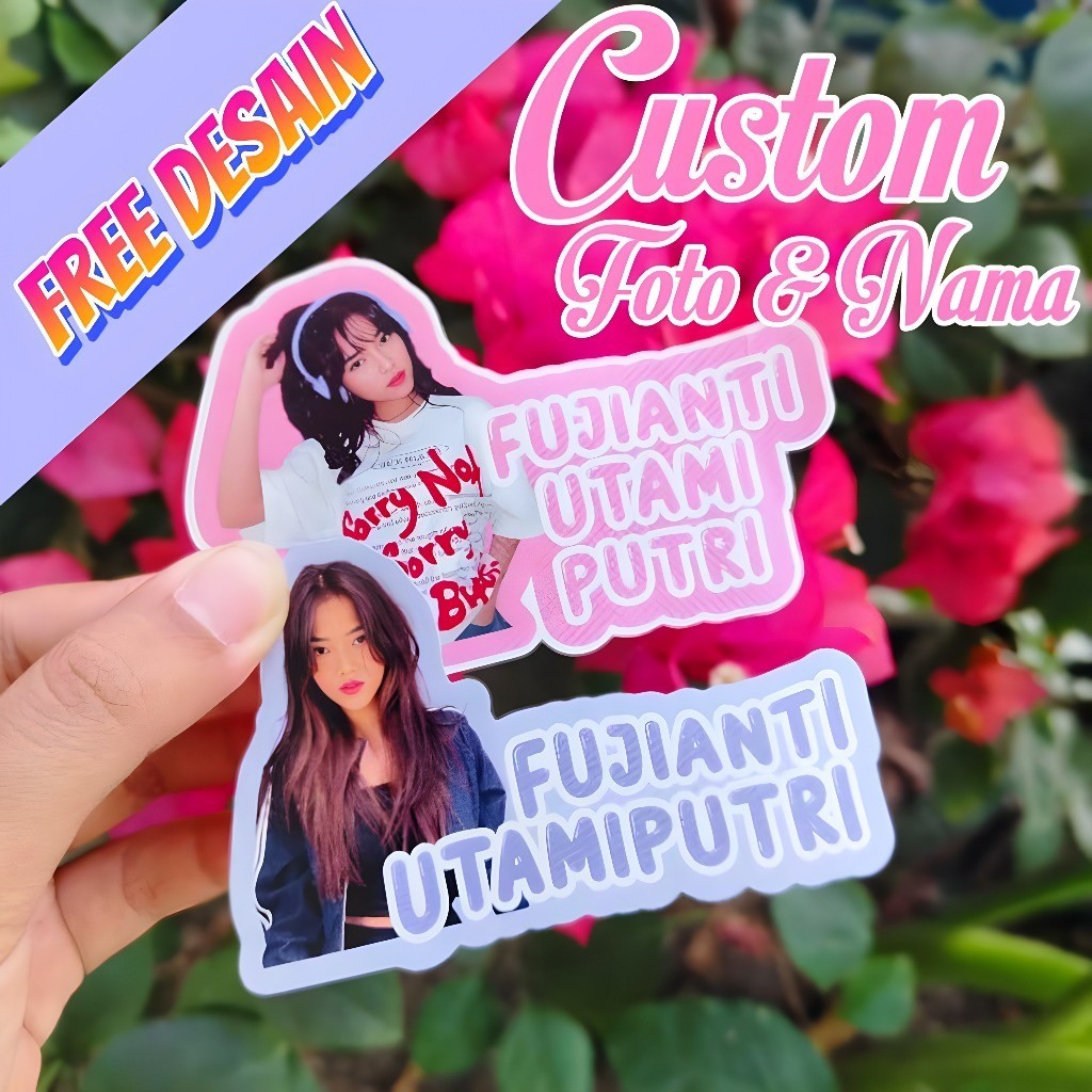

Stiker Custom Nama Dan Foto Free Desain Waterproof