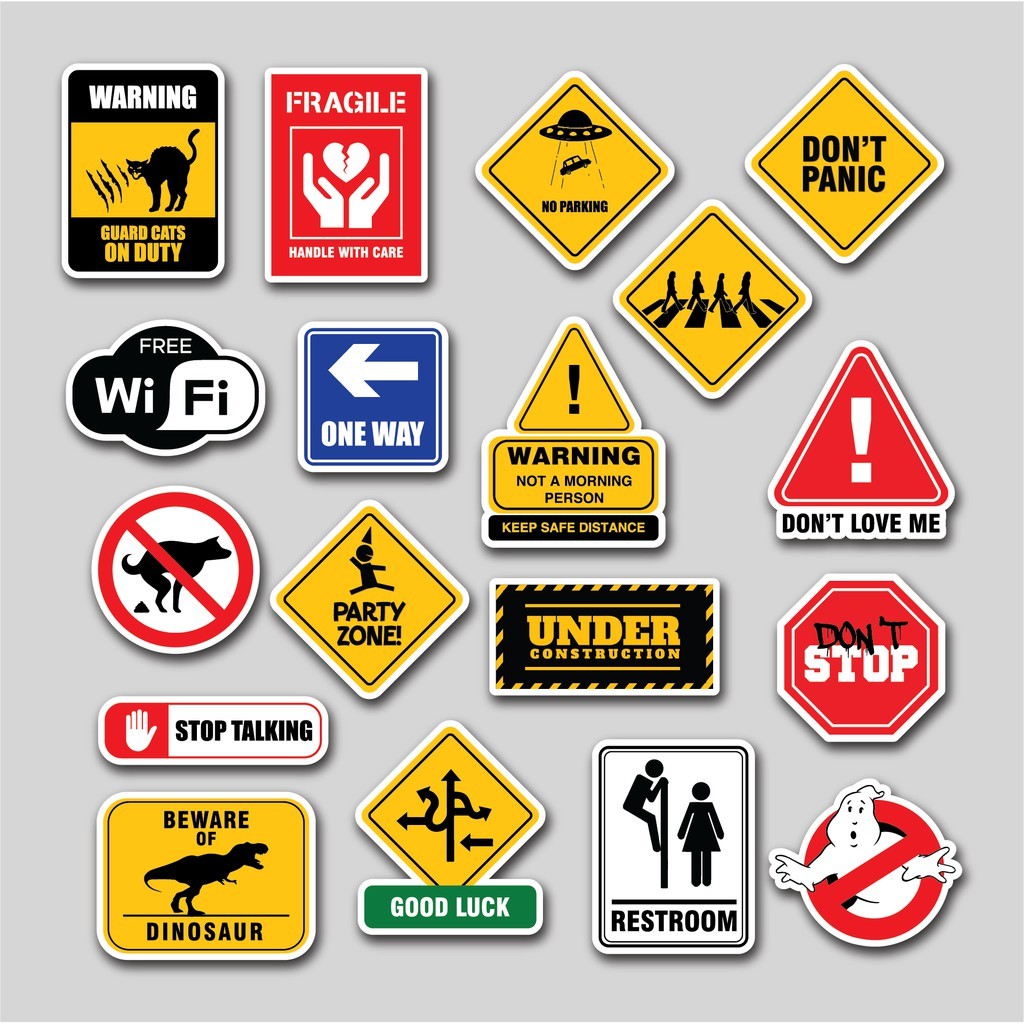 

Sticker Pack Funny Road Signs | Sticker Tumblr Laptop Koper Helm