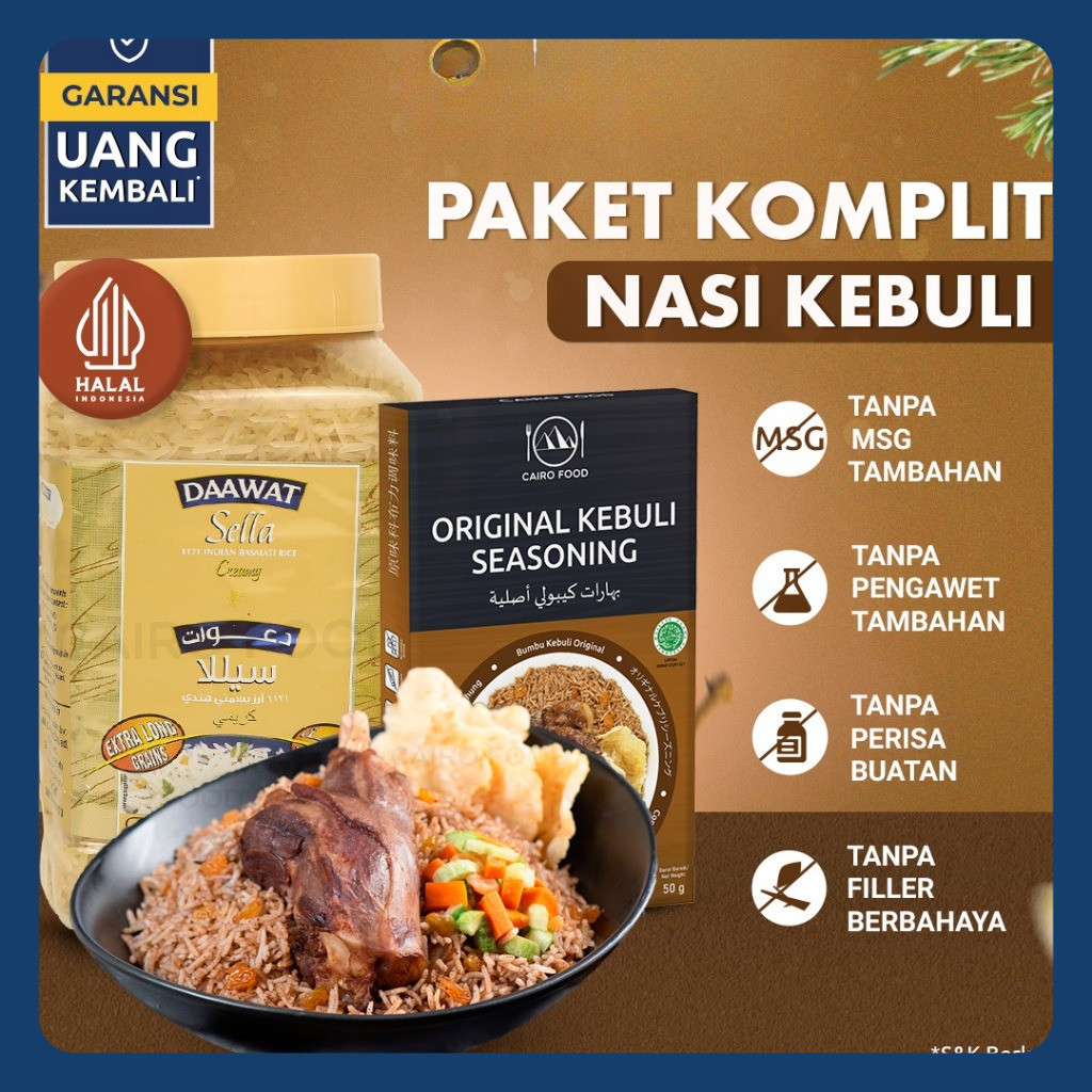 

Paket Komplit Nasi Kebuli Original Sehat – Tanpa MSG, 100% Rempah Murni | Cairo Food