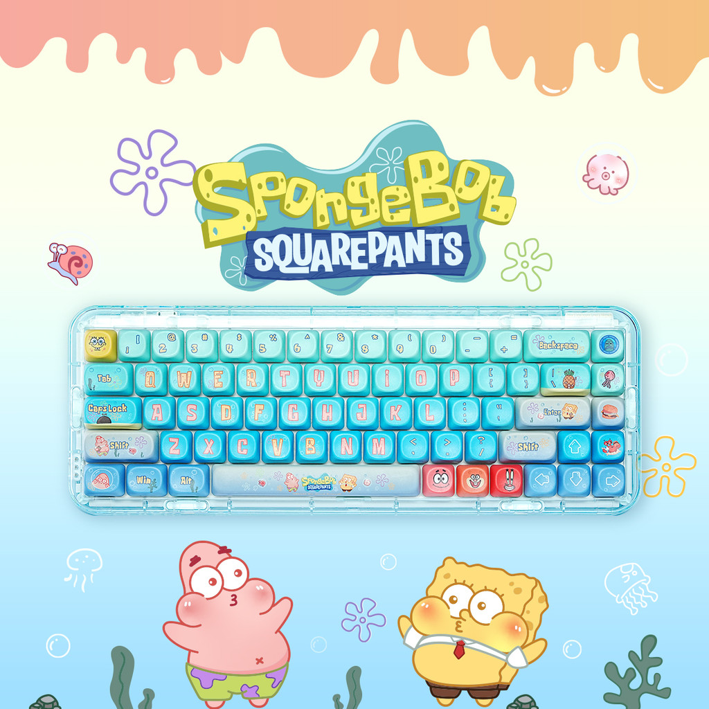 Titan Keyboard Komputer Gamer Kerja Spongebob Squarepant Keychaps Lucu 148 Keyboard GameOnline Kuali