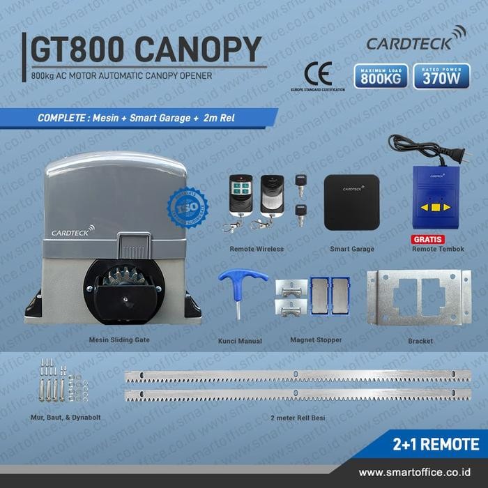 

Mesin Sliding Kanopi Otomatis Atap Solarflat 2meter Rel Cardteck GT800 - COMPLETE