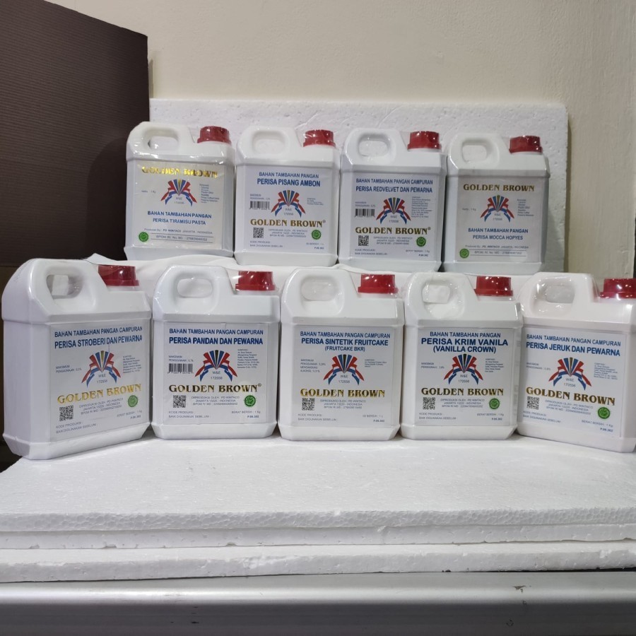 

Golden Brown Pasta Mocca Hopyes/Mocca Past/Nangka/Orange/Pandan/Vanila Crown/Tiramisu/Talas/Rum Bakar/Red Velvet/Pisang Ambon/Strawberry 1 kg