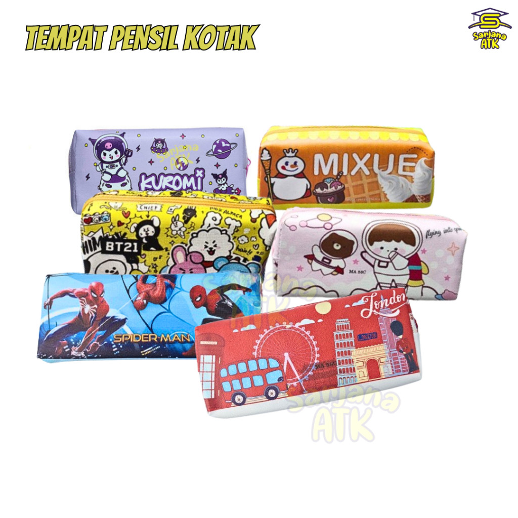 

Tempat Pensil Lucu / Pencil Case Motif / Tempat Pensil Resleting Kotak