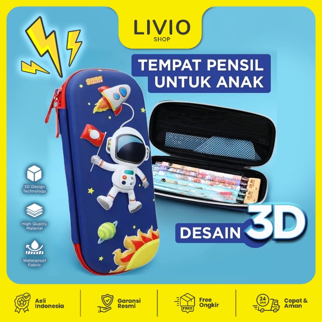 

Goto Jayden Kotak Pensil Anak Tempat Alat Tulis Karakter Timbul 3D