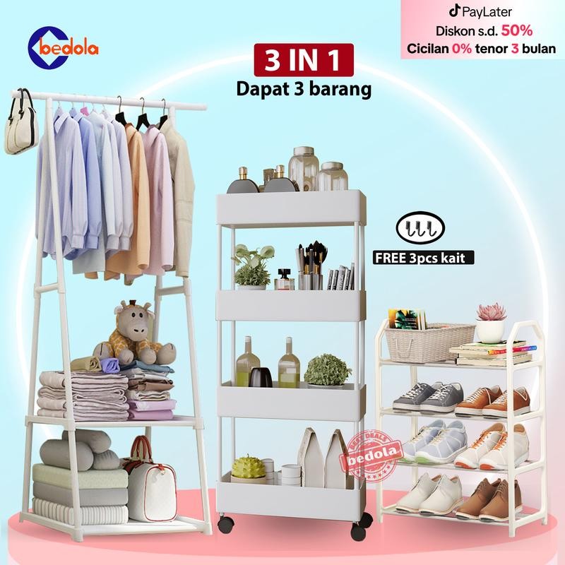 

Bedola combo 3 in 1 (COD) triangle rak baju + square rak susun serbaguna 4 tingkat + rak sepatu 4 tingkat