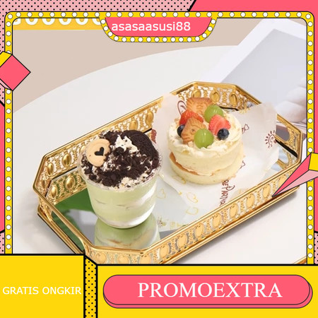 Stok Tersedia Nampan Mewah Ringan Gaya Eropa/Baki Cermin Kaca Logam Mewah Ringan Gaya Eropa/Baki Pen