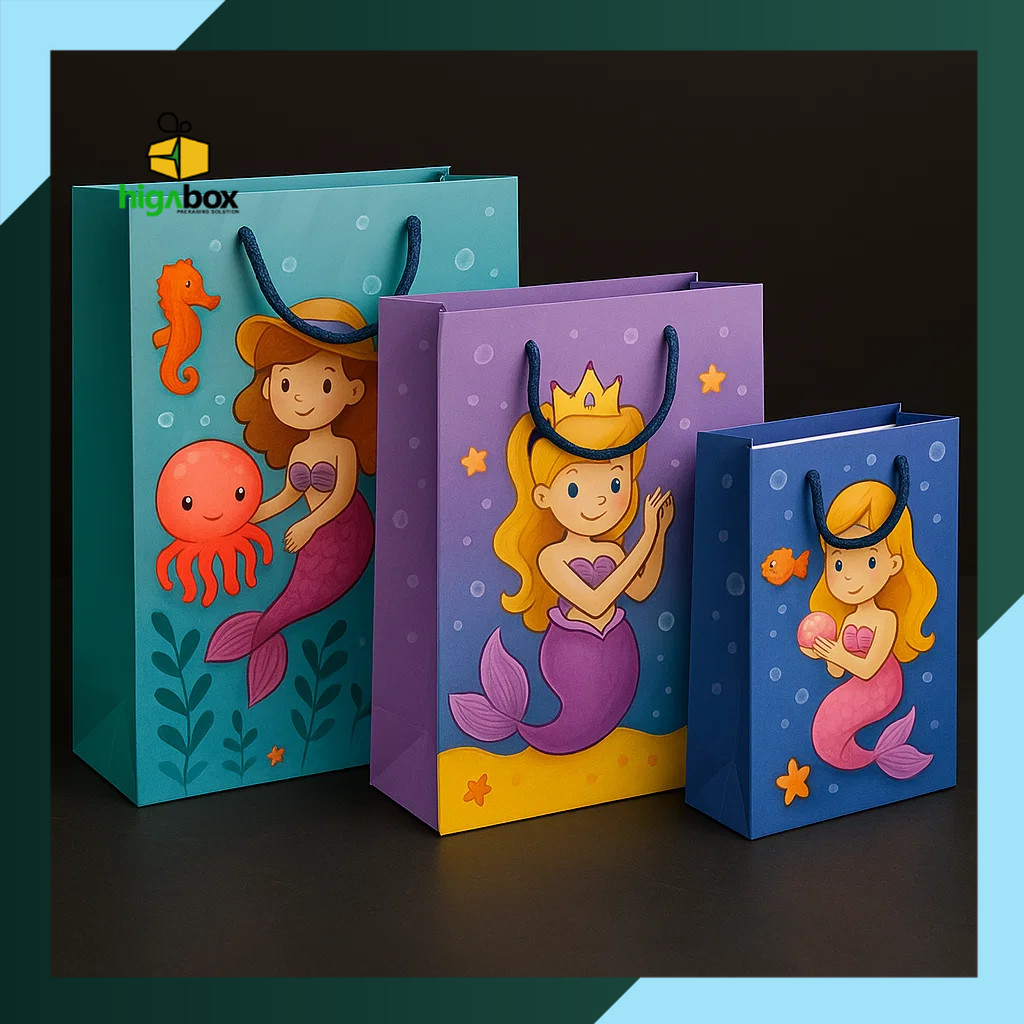 Paper Bag Ulang Tahun Anak / Paper Bag Ultah Anak Karakter little Mermaid / Hampers bag / Gift Bag /