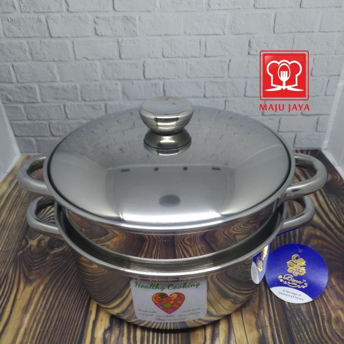 BIMA Prima Panci Steamer Kukusan 2 Susun Tim Dimsum Siomay Kompor Induksi Listrik Stainless Steel Ku