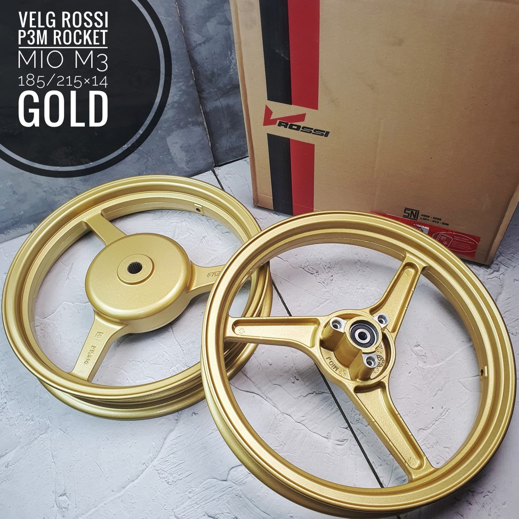 Velg Rossi P3 Rocket MioM3/Mio125/Mio Gear/Mio Z Putih/Gold 185/215x14