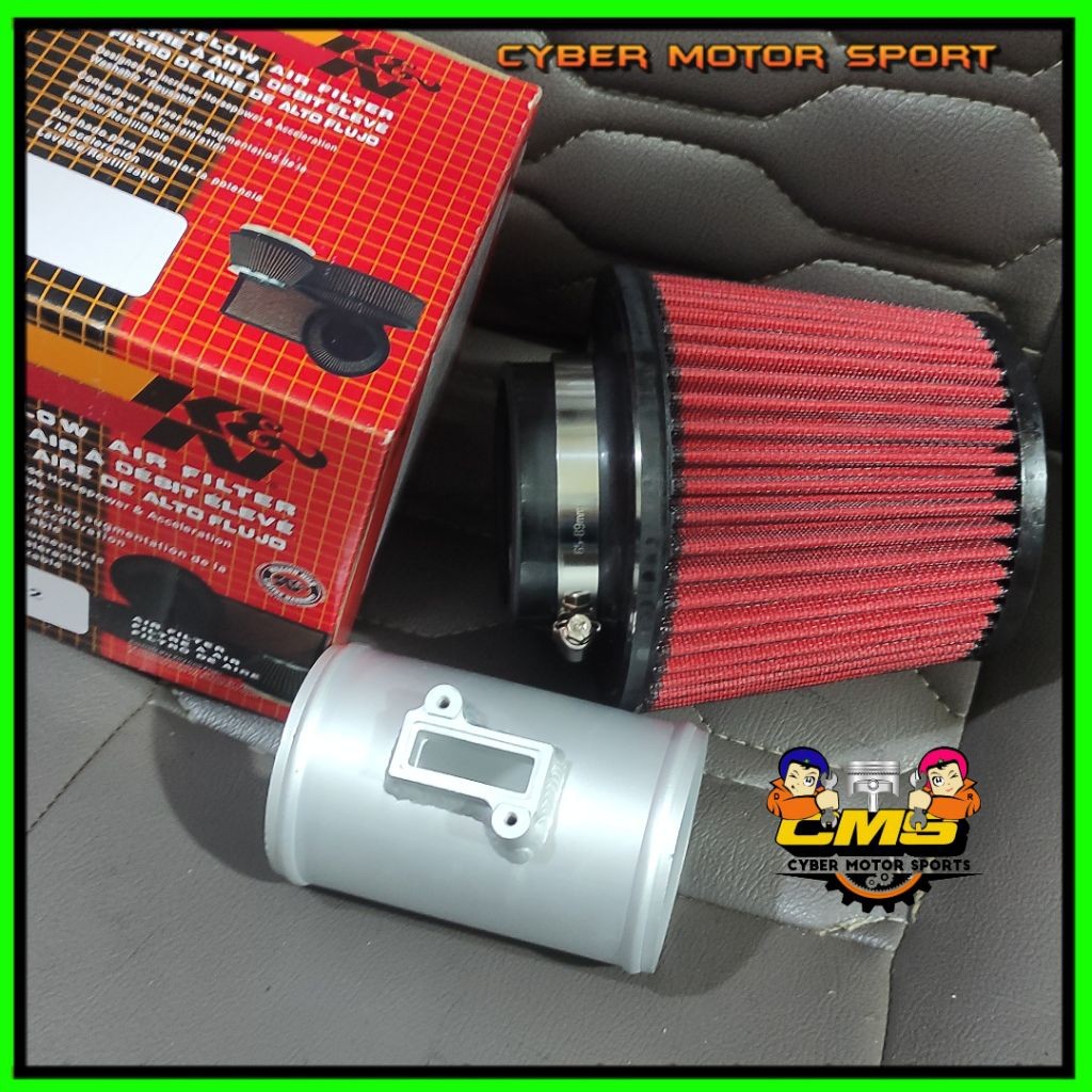 paket Open filter Racing plus Adaptor air flow maf sensor mobil HONDA JAZZ RS. Open Filter udara knn