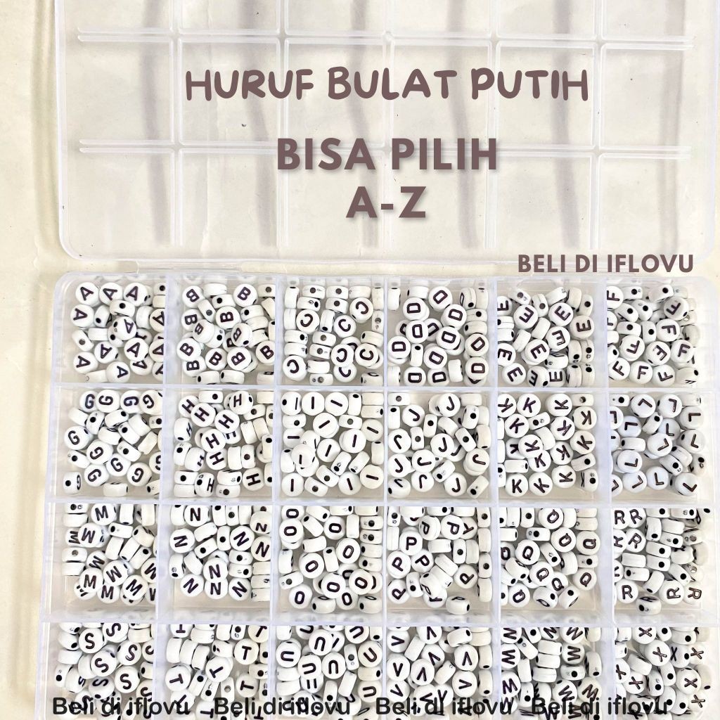 (Pilih Huruf) Manik Manik Huruf Abjad Alphabet satuan bisa pilih A - Z | Manik Manik inisial nama
