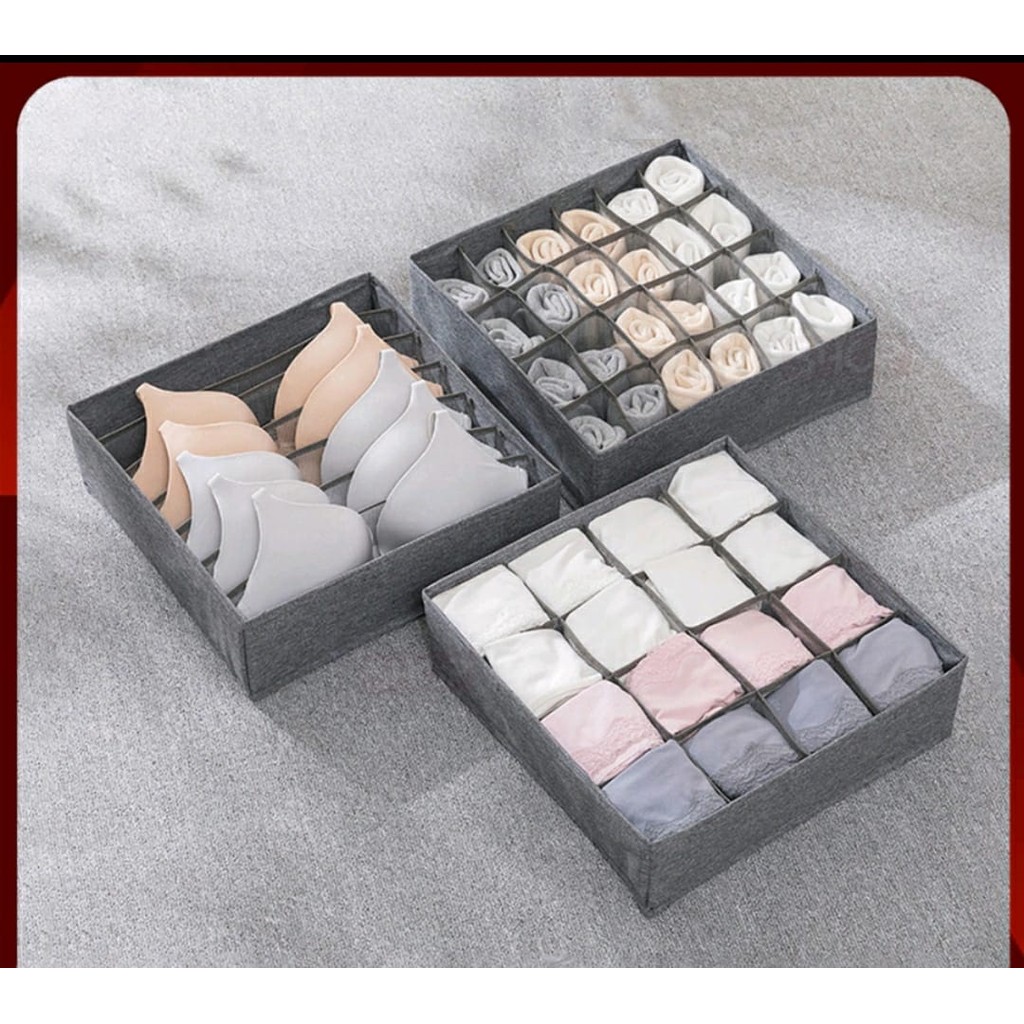 Kotak Penyimpanan Serbaguna Organizer Kain Sekat Laci Lemari Tempat Penyimpanan Celana Dalam Kaos Ka