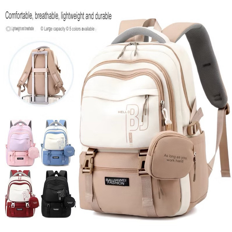 Tas ransel sekolah Soqee hello bj tas backpack wanita/perempuan tas sekolah fhasion wanita sd smp sm