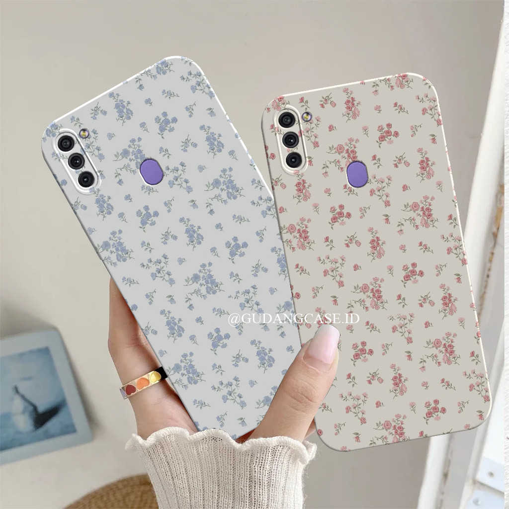 Case Samsung A11/M11 Softcase Pelindung Camera TPU Lentur Motif Bunga Kecil