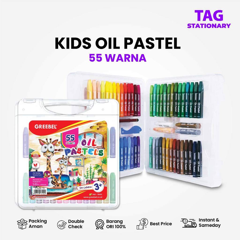 

KAYDEN STORE GREEBEL Crayon Krayon 55 Warna / KIDS Oil Pastel 55 Warna / Crayon Greebel / Timur Agung Grosir